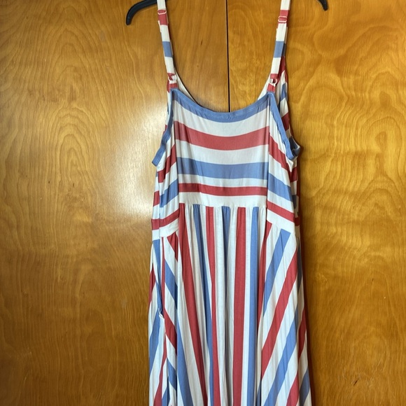 TORRID Super Soft Red And Blue Stripe Tired Maxi Dress. Size 5 (5x) - Picture 9 of 14